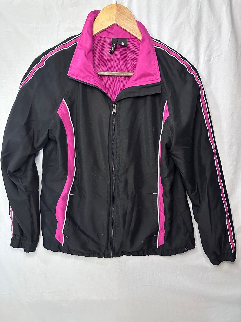 St. John's Bay Black Track Jacket with Hot Pink Trim